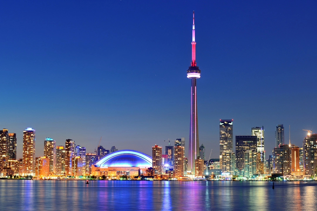 Toronto’s skyline at night.