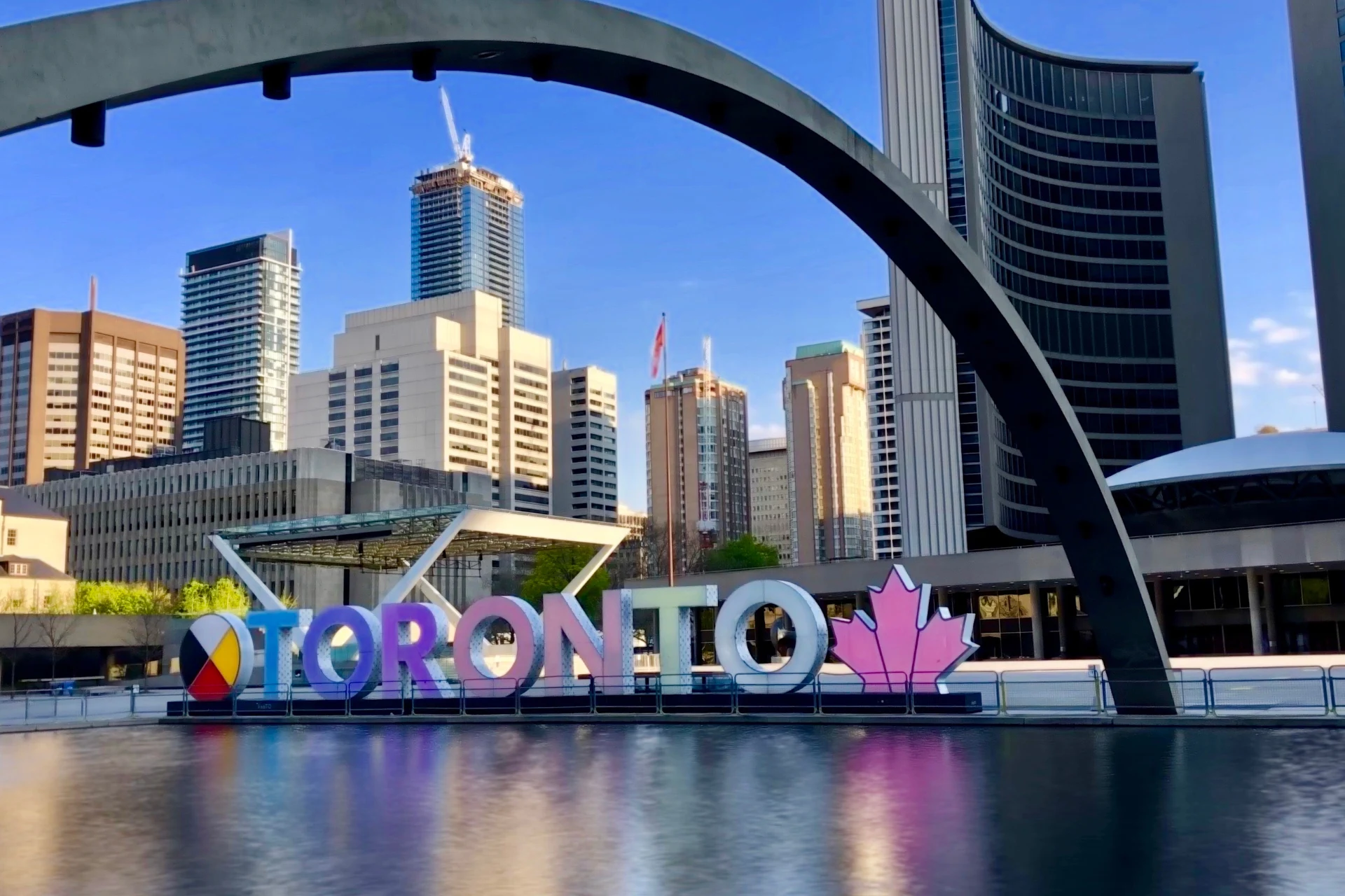 The Toronto sign in front of City Hall.