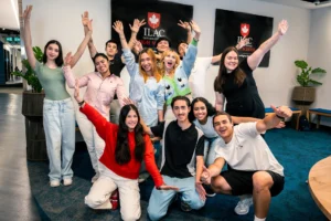 ILAC HS students at the campus lobby