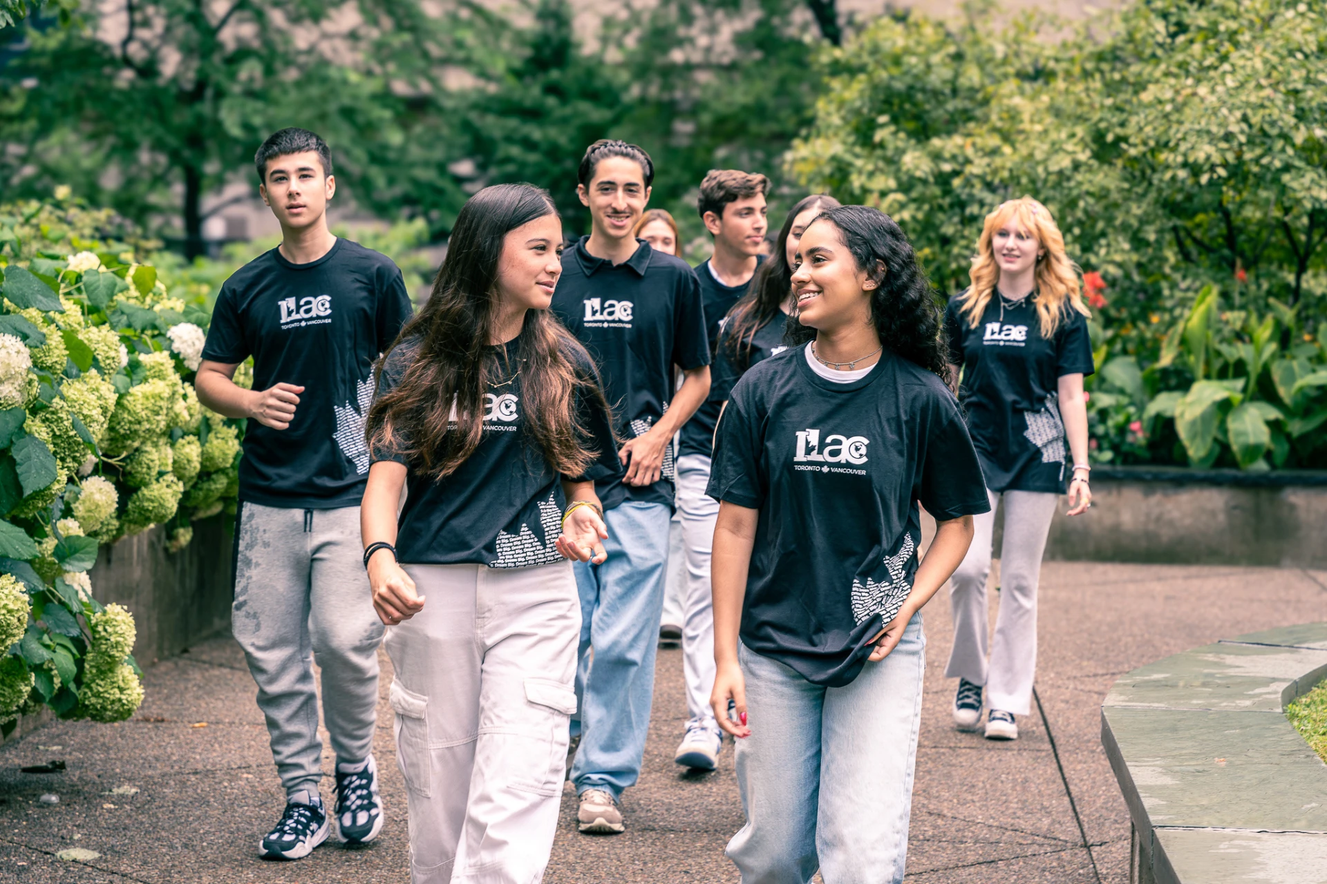 ILAC International High School students walking outdoors